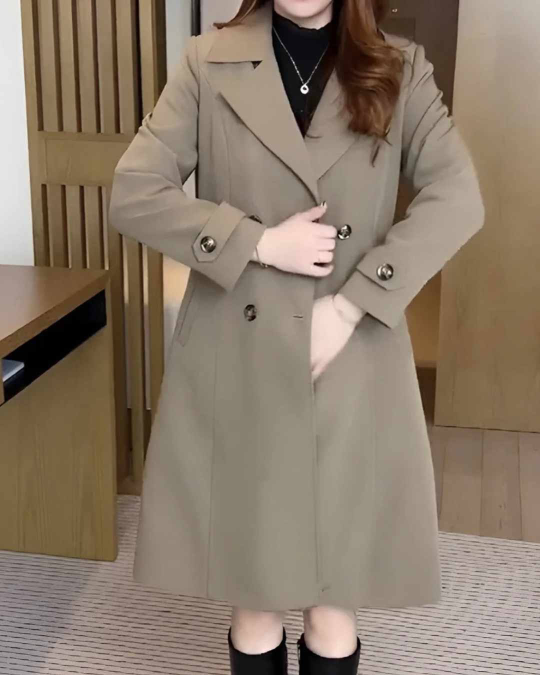 Trench coat com botões duplos para mulher
