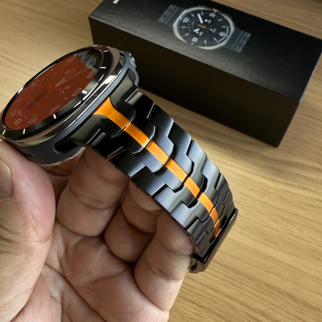 Relógio Desportivo com Bracelete em titânio Estilo Futurista e Funcional