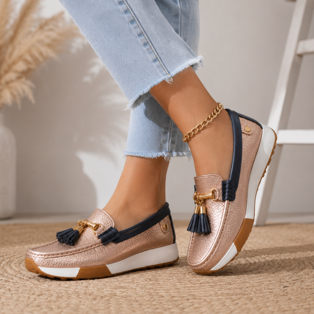 Mocassins em pele com plataforma