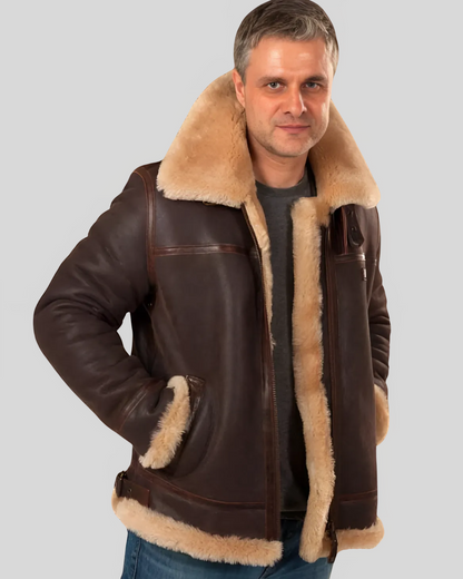 Casaco Aviador para Homem em Pele e Peluche 