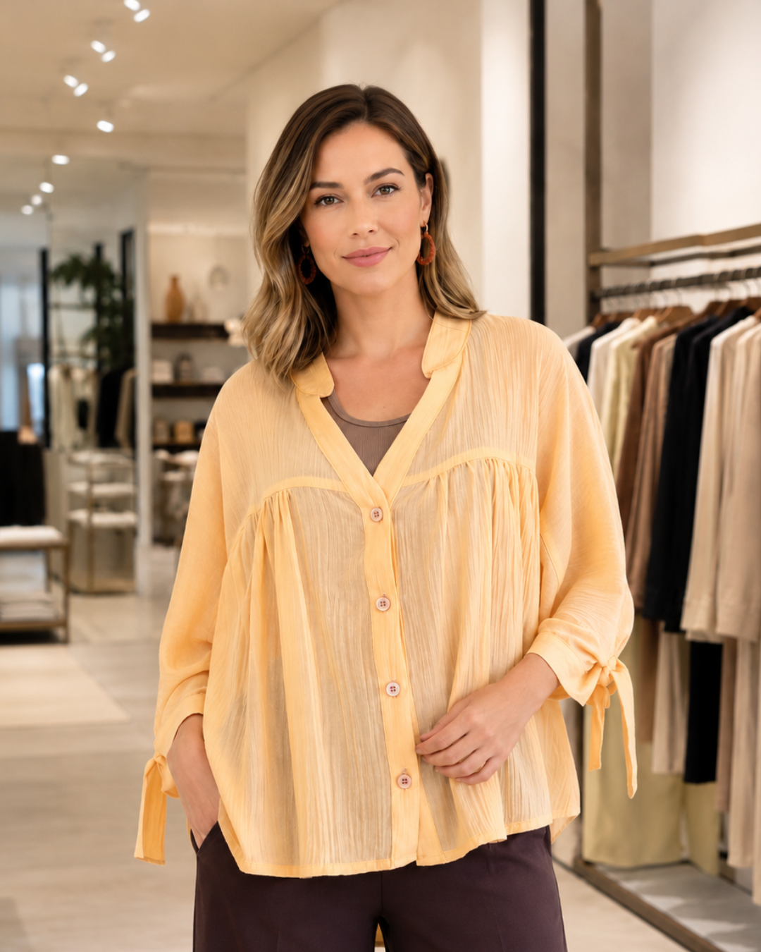 Blusa com acabamento ondulado para mulher 