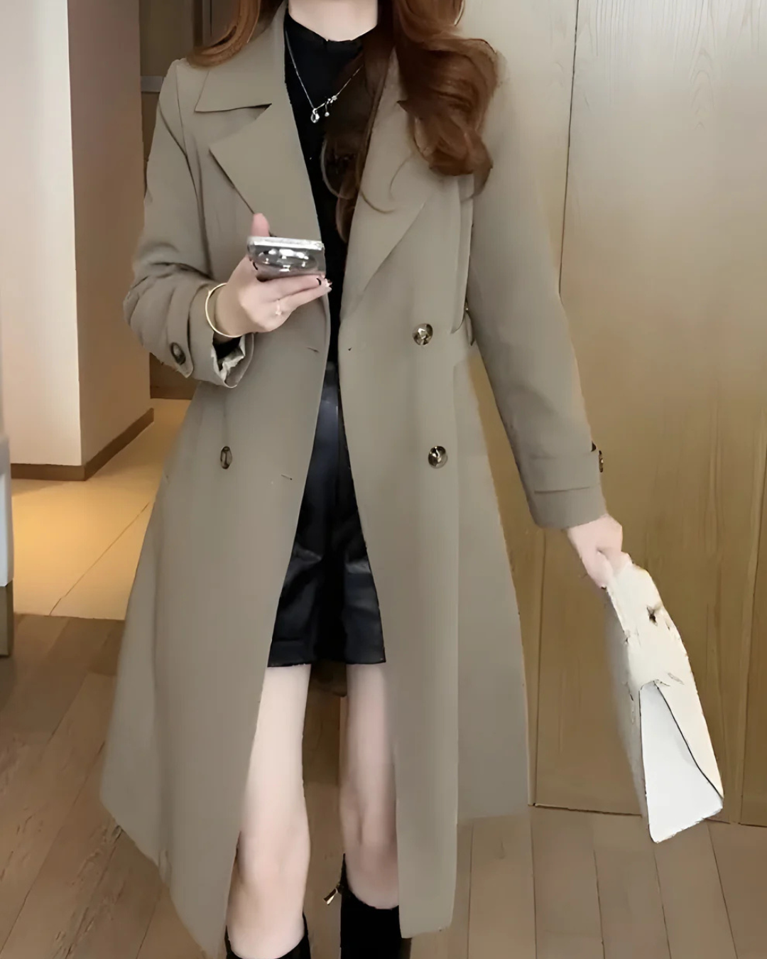 Gabardina com botões duplos para mulher