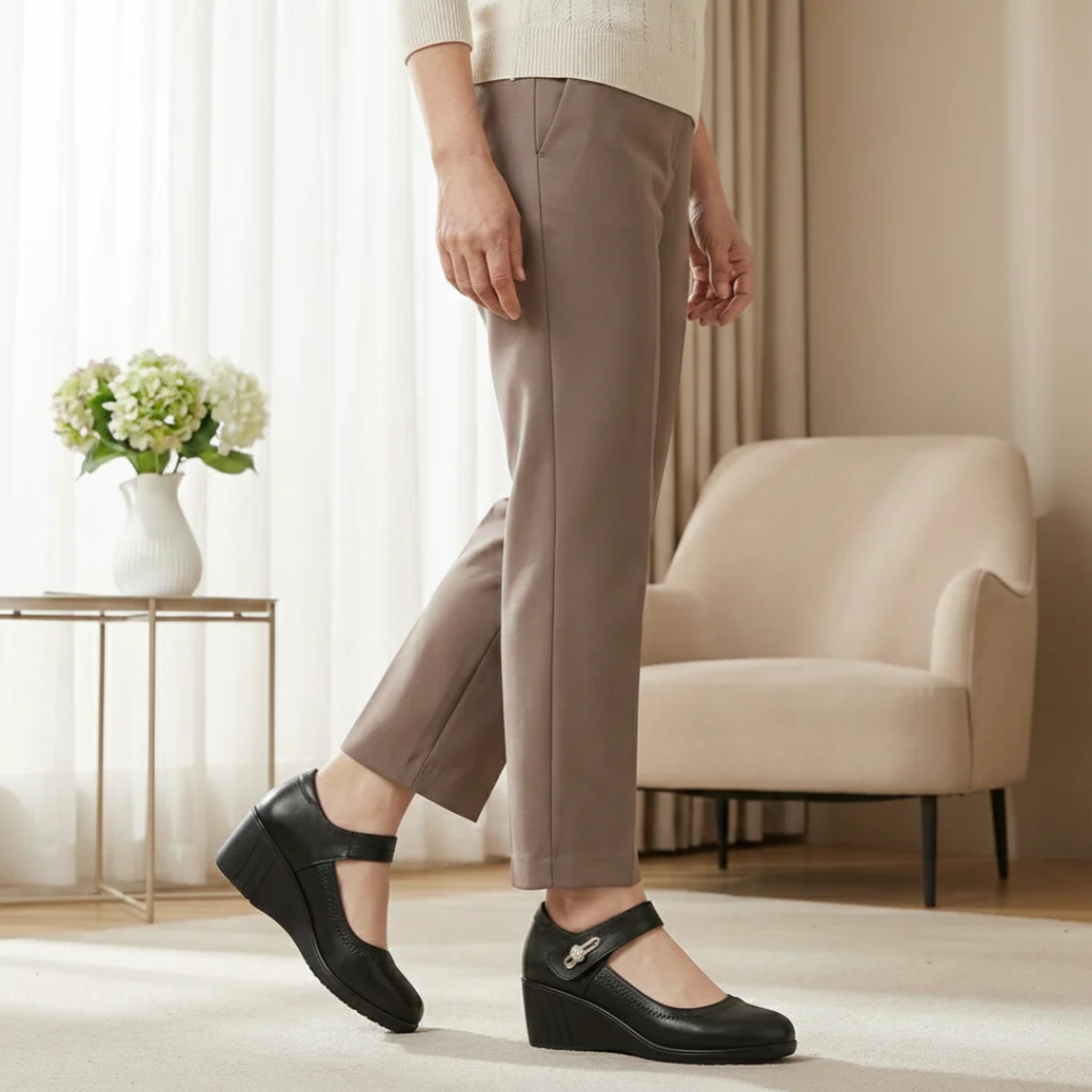 Sapatos de sala com salto médio e palmilha almofadada 