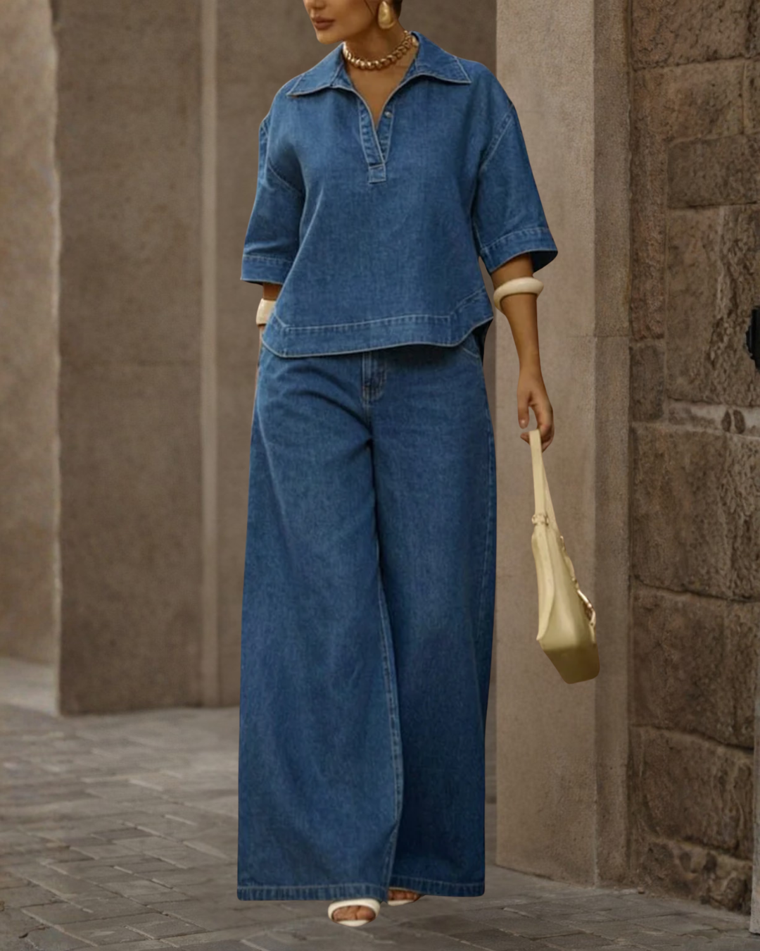 Conjunto de jeans oversized estilo urbano 