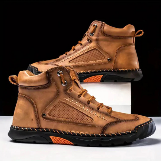 Botas ergonómicas em pele costuradas para uso doméstico. 