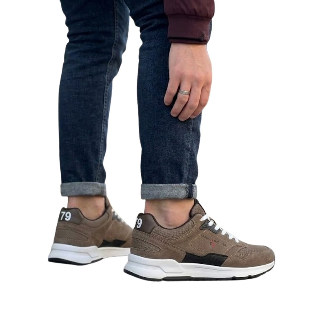Sapatos desportivos de couro genuíno para homem 