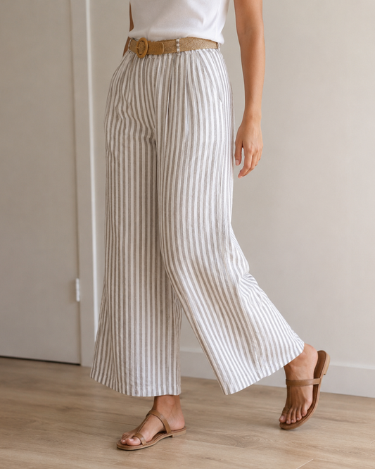 Calça Pantalona Riscas com Cinto