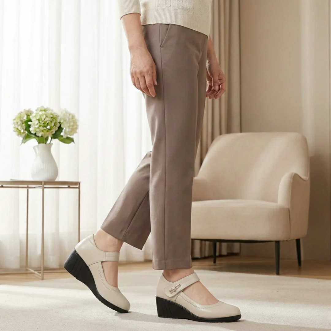 Sapatos de sala com salto médio e palmilha almofadada 