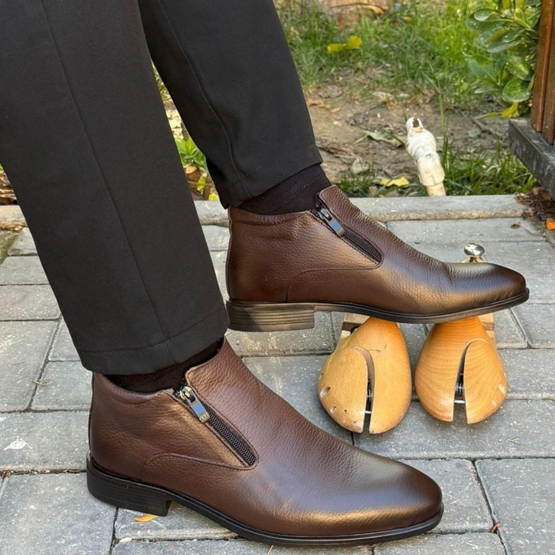Botas da Lã com Fecho de Correr Duplo para Homem 