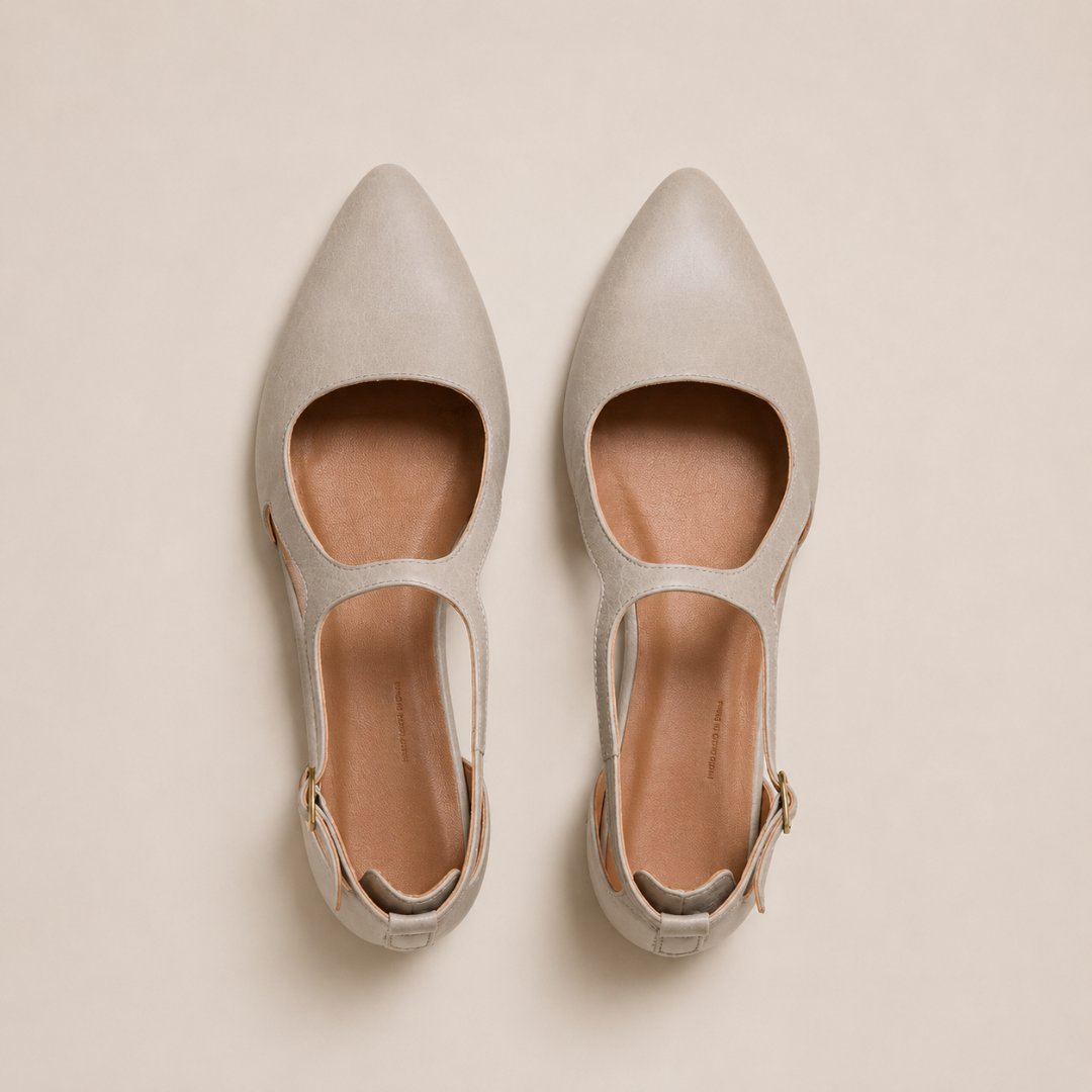 Bailarinas de Pele com Design T-Strap