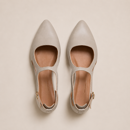 Bailarinas de Pele com Design T-Strap