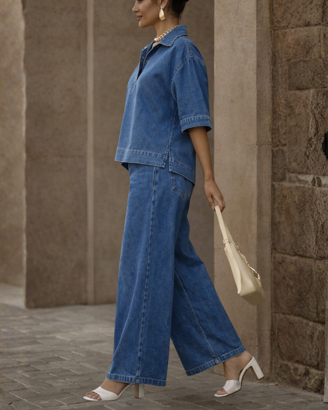 Conjunto de jeans oversized estilo urbano 