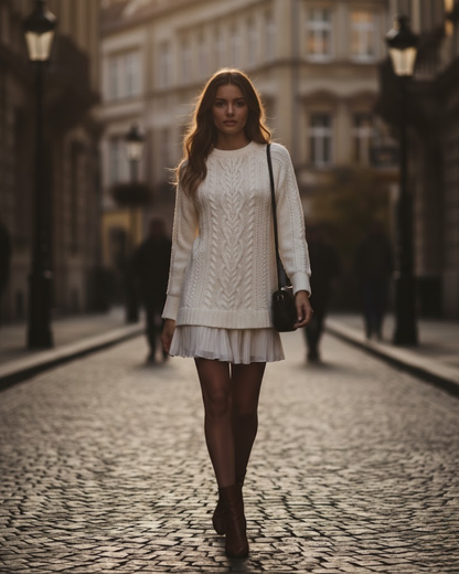 Vestido curto Malha com estampado em malha. 