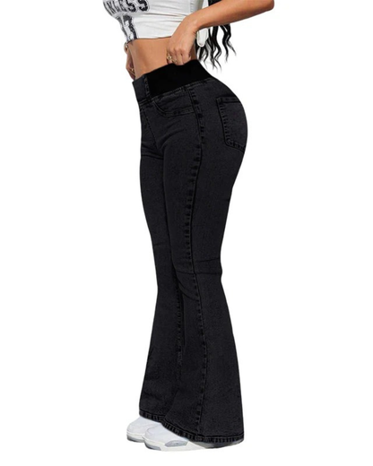Jeans à Boca de Sino Cintura Alta 