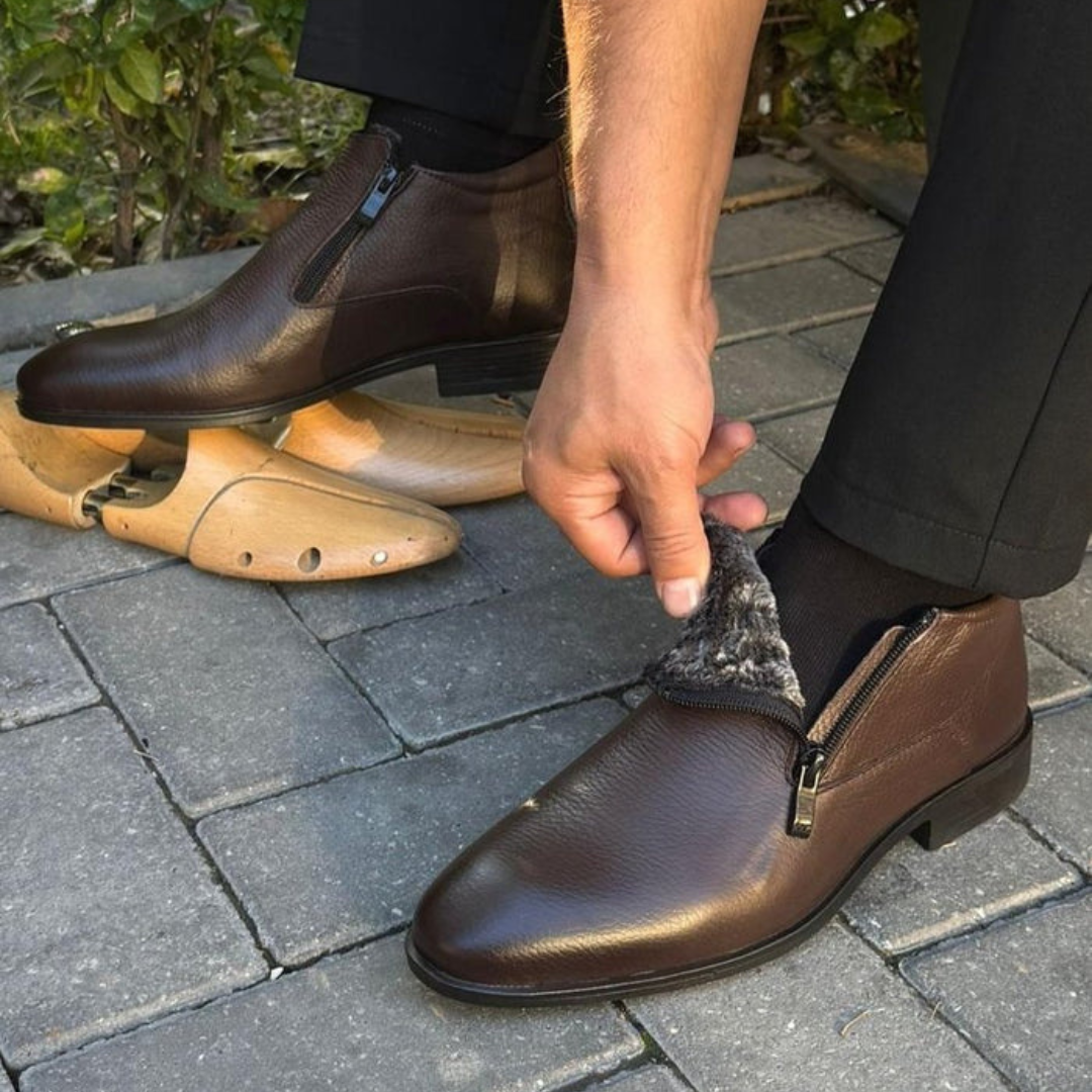 Botas da Lã com Fecho de Correr Duplo para Homem 