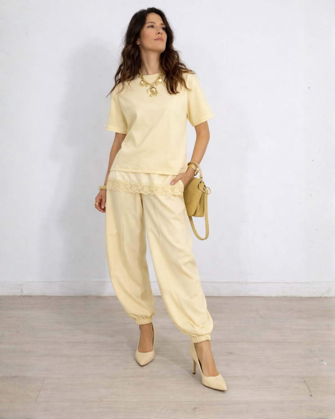 Conjunto elástico com detalhes exclusivos Renda para mulher