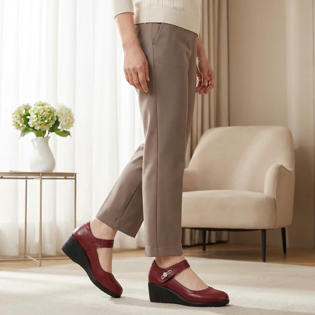 Sapatos de sala com salto médio e palmilha almofadada 
