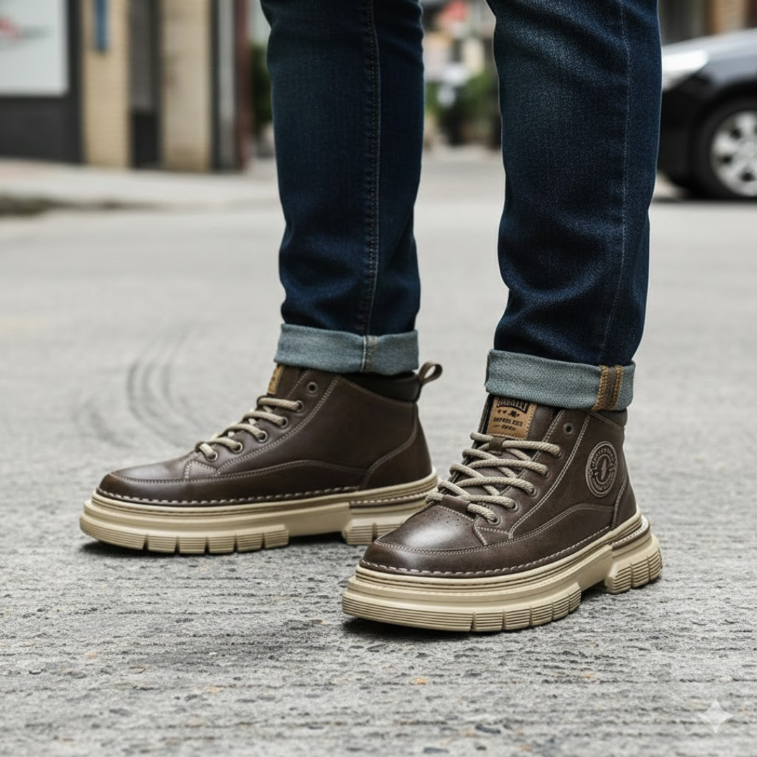 Botas de couro ao estilo britânico 