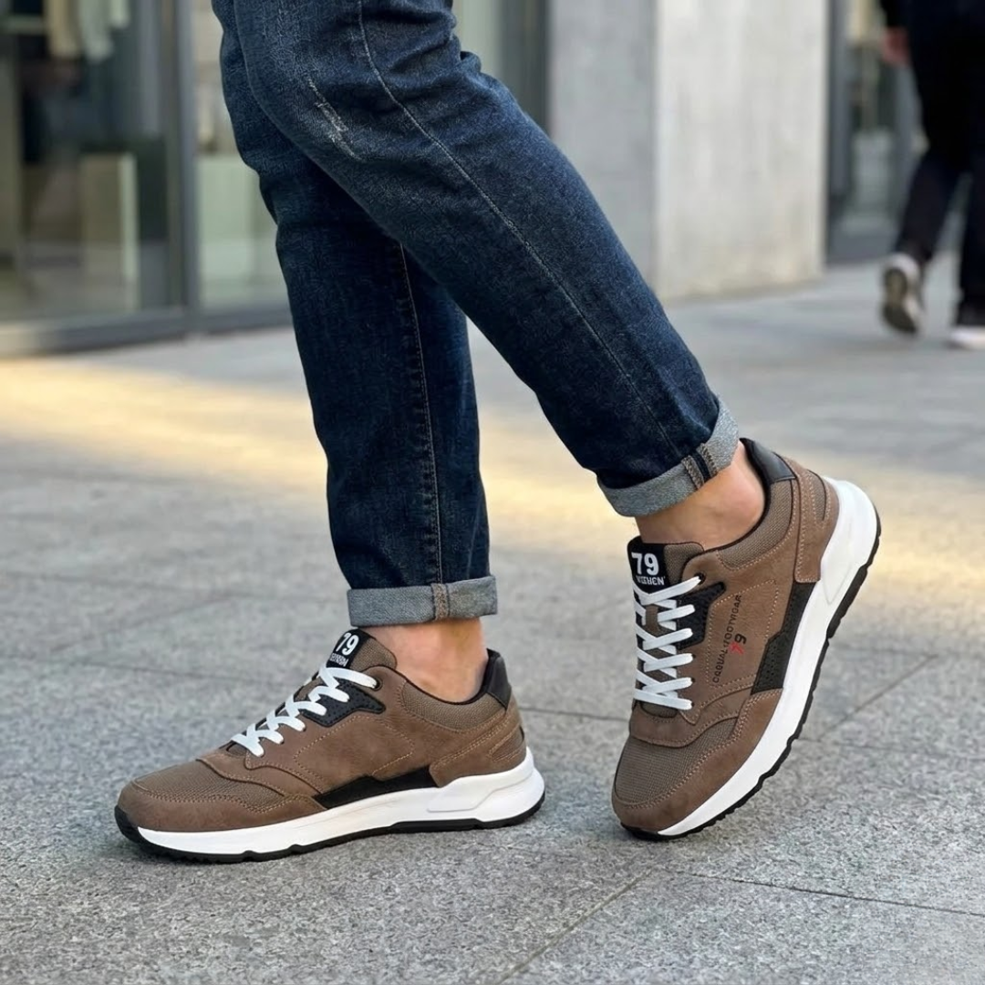 Sapatos desportivos de couro genuíno para homem 