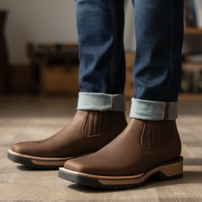 Botins Cowboy em Pele para Homem 