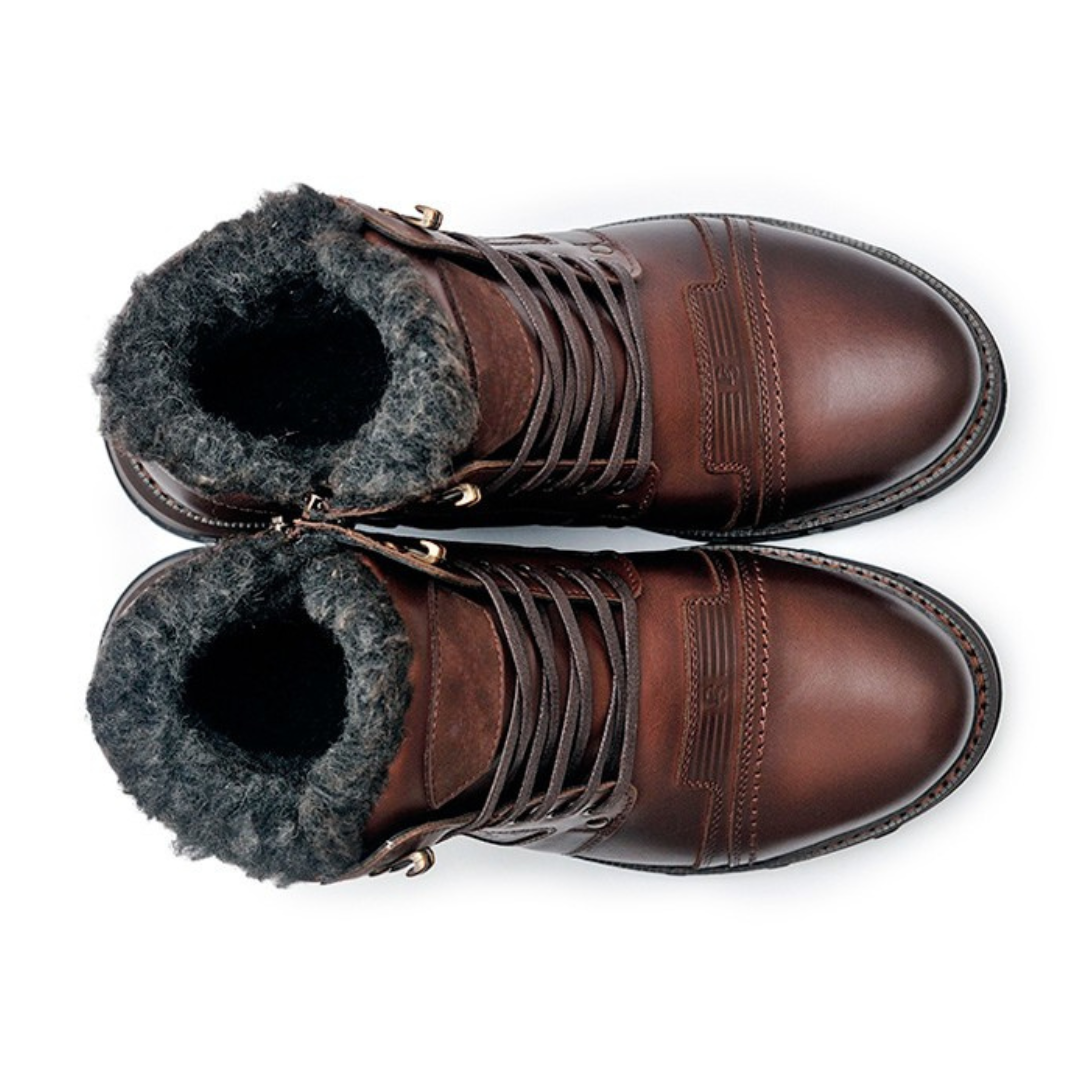 Botas de Inverno para Homem em Pele Genuína Castanho 