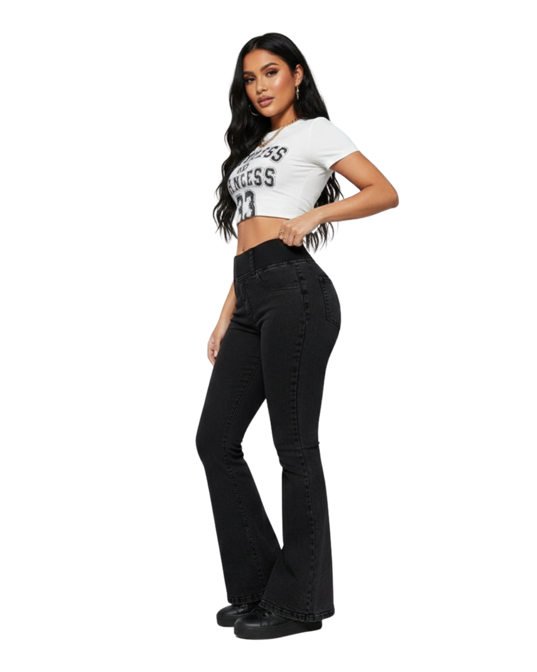 Jeans à Boca de Sino Cintura Alta 