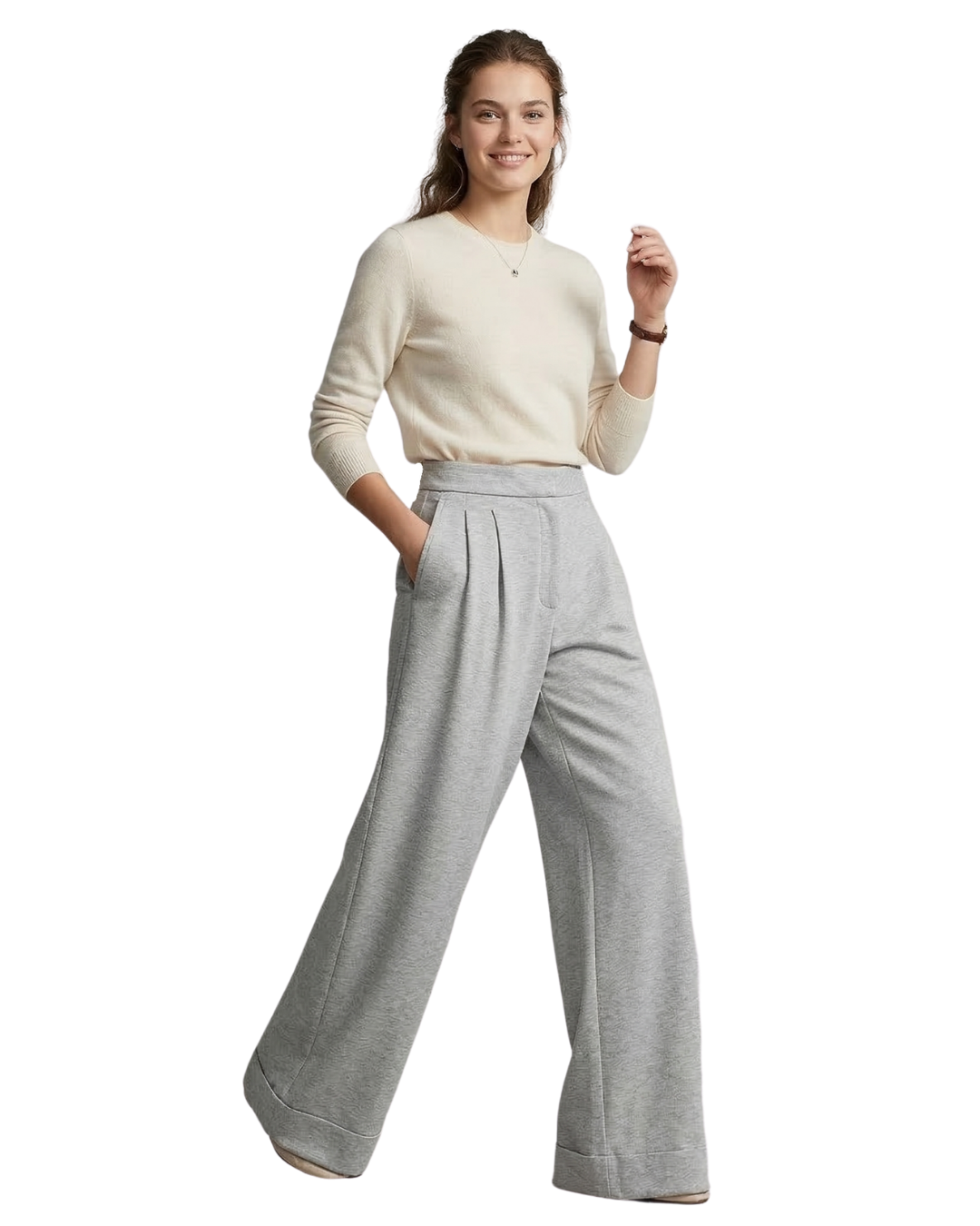 Calças fluidas estilo casual para mulher 