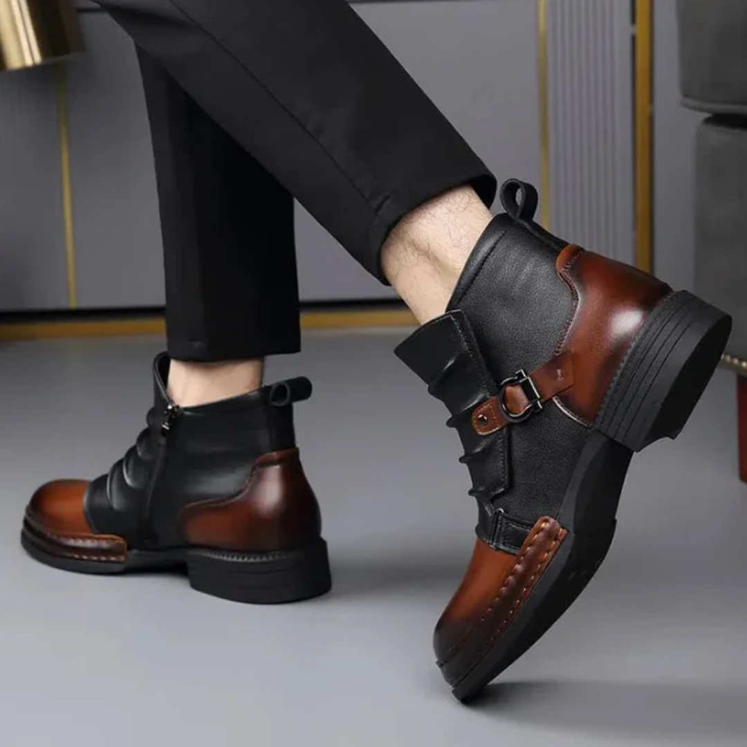 Botas Cano em pele genuína para homem com acabamento premium e sola antiderrapante. 