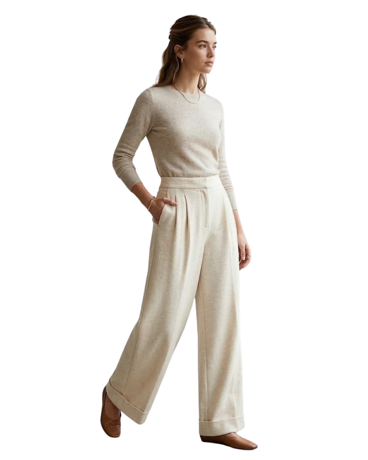 Calças fluidas estilo casual para mulher 
