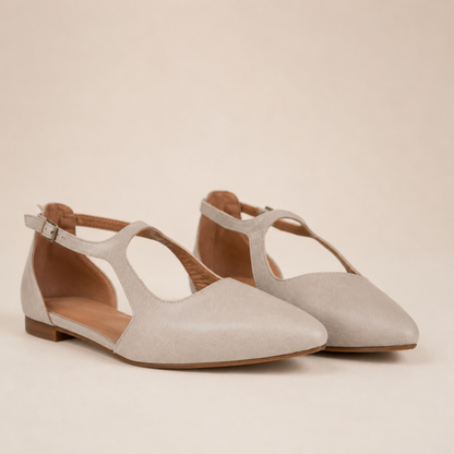 Bailarinas de Pele com Design T-Strap