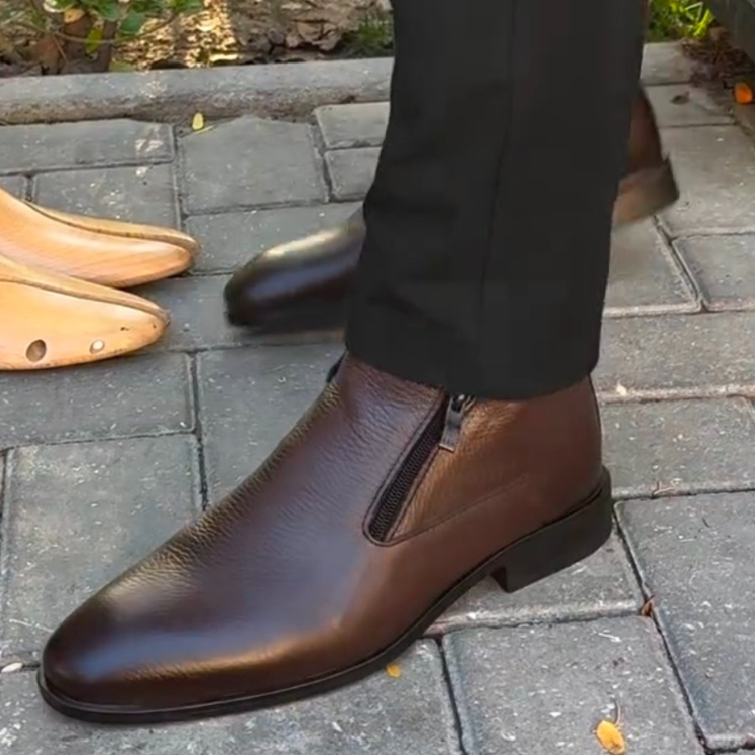 Botas da Lã com Fecho de Correr Duplo para Homem 