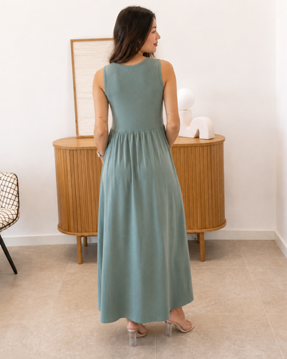Vestido Comprido Fluido Sem Mangas