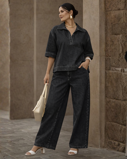 Conjunto de jeans oversized estilo urbano 