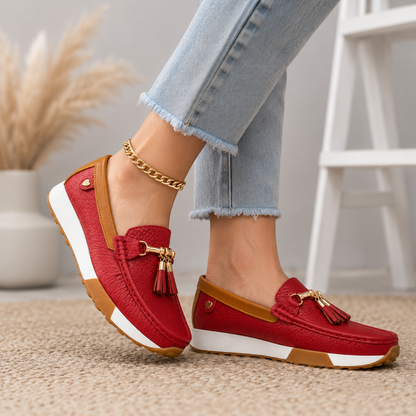 Mocassins em pele com plataforma
