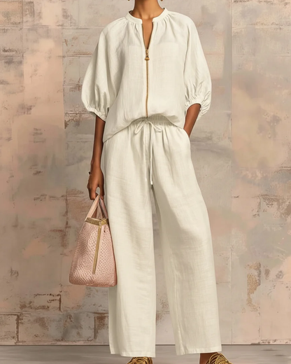 Conjunto Premium de Linho e Algodão para Mulher 
