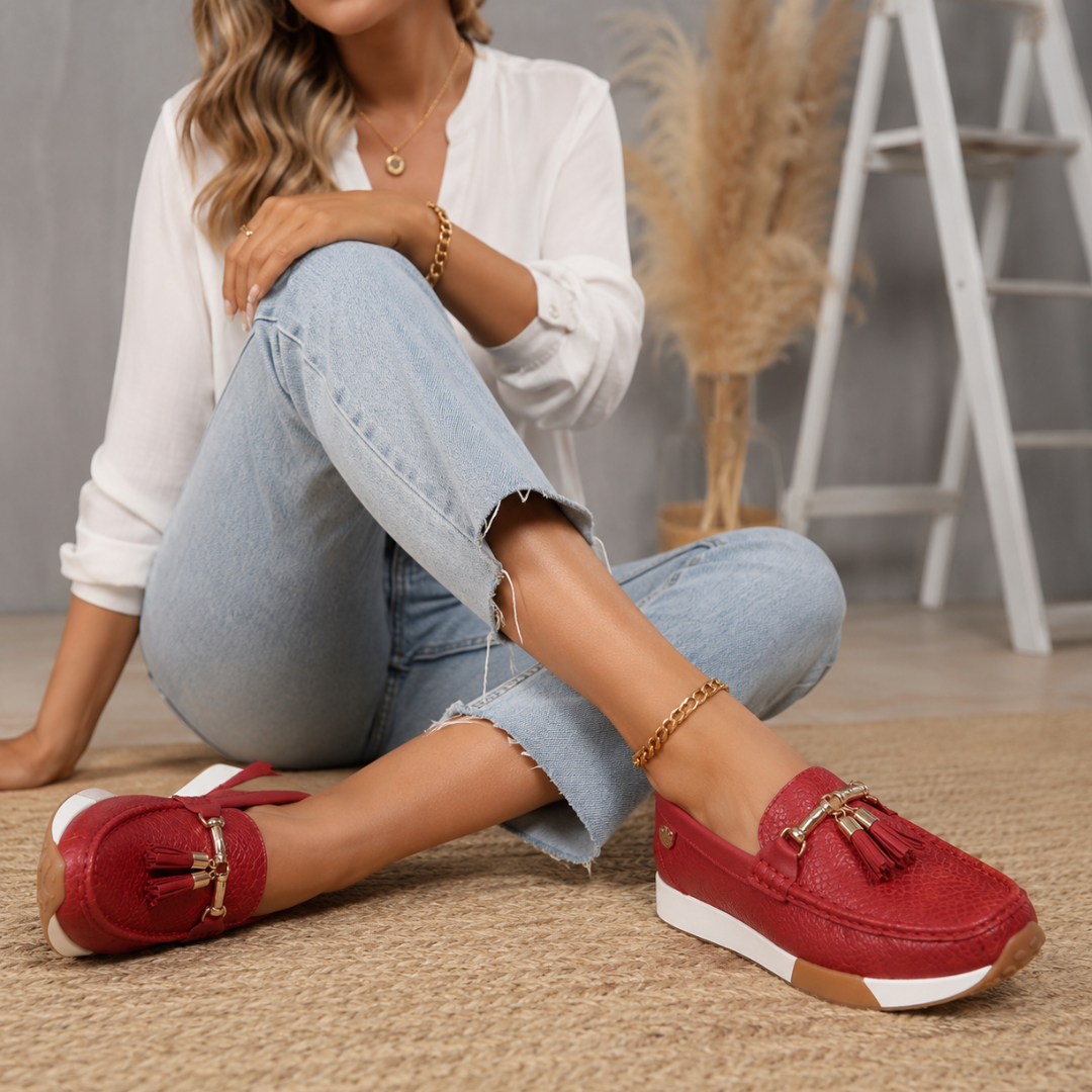 Mocassins em pele com plataforma