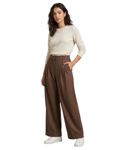 Calças fluidas estilo casual para mulher 