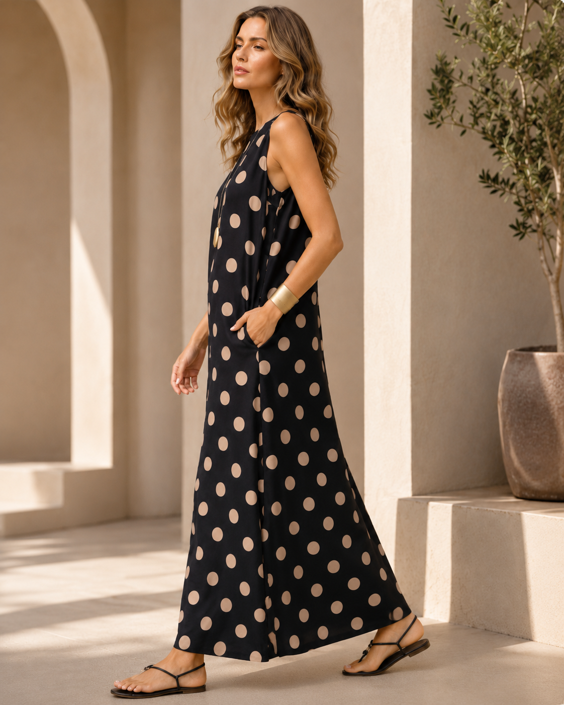 Vestido de verão sem mangas solto